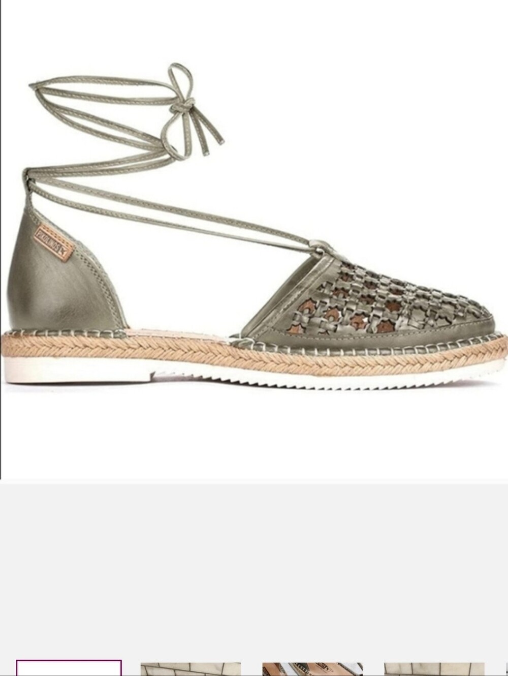 Pikolinos Cadamunt Leather Espadrille Sandals Olive Green EU 37 US 6.5-7 NIB